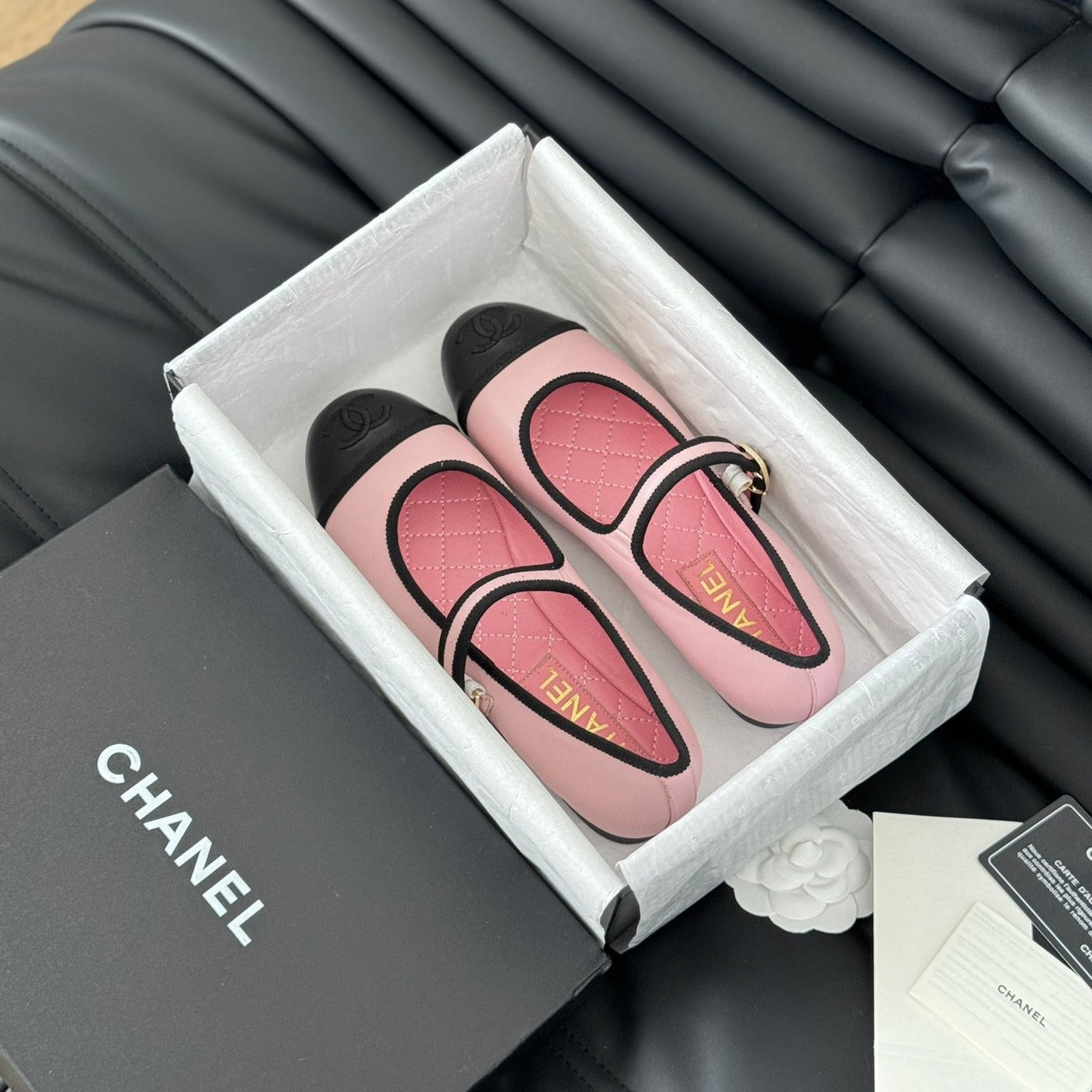 Double C Marry Jane Shoes Light Pink Lambskin - 35