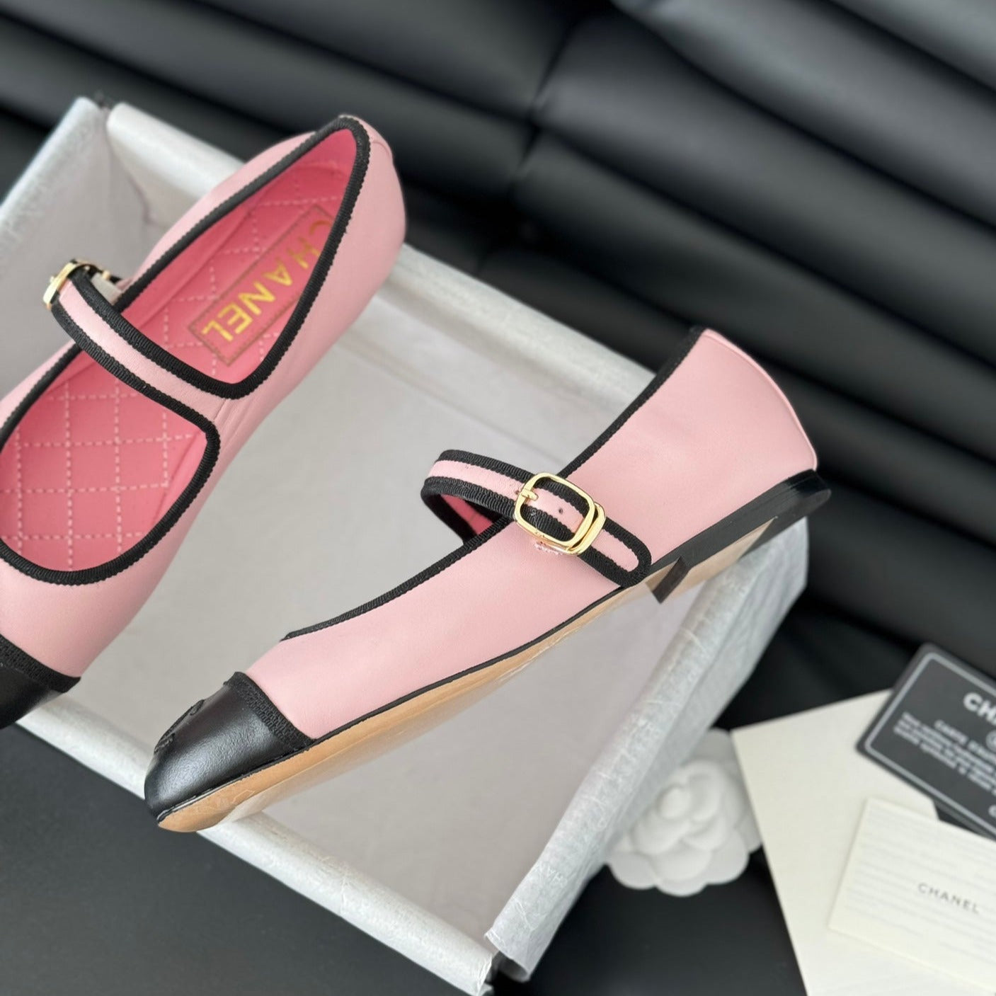 Double C Marry Jane Shoes Light Pink Lambskin - 35