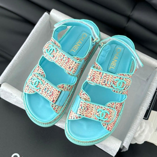 Dad Sandals Sheepskin  Azure Blue - 35