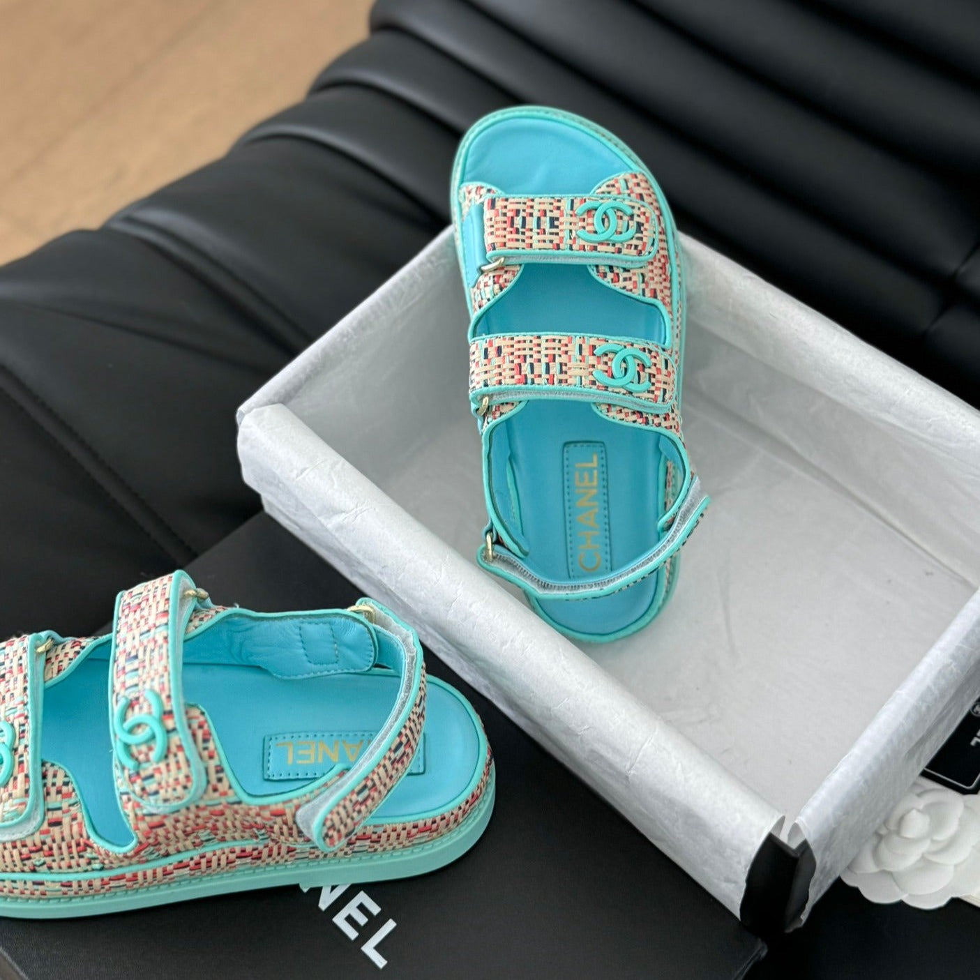 Dad Sandals Sheepskin  Azure Blue - 35