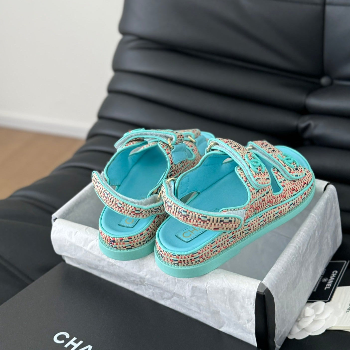 Dad Sandals Sheepskin  Azure Blue - 35