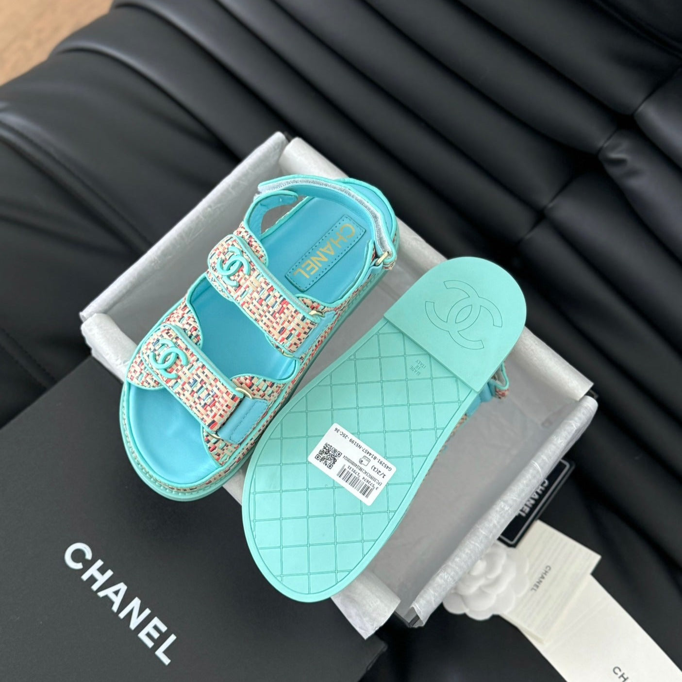 Dad Sandals Sheepskin  Azure Blue - 35