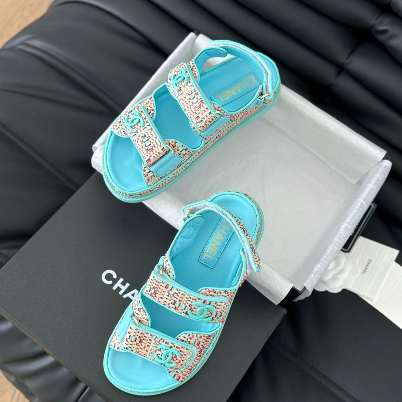 Dad Sandals Sheepskin  Azure Blue - 35