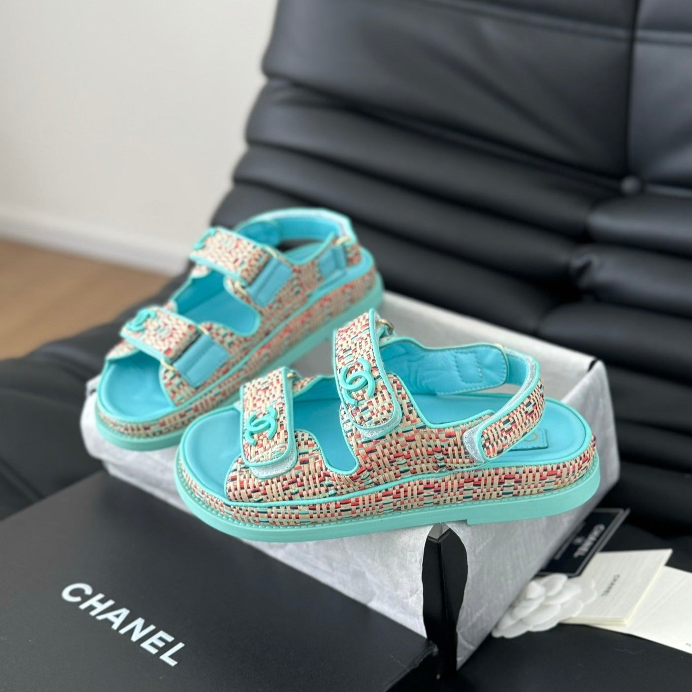 Dad Sandals Sheepskin  Azure Blue - 35