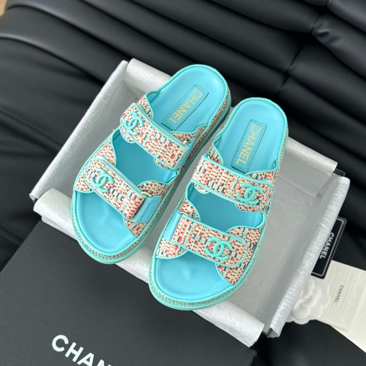 Mule Sandals Sheepskin  Azure Blue - 35