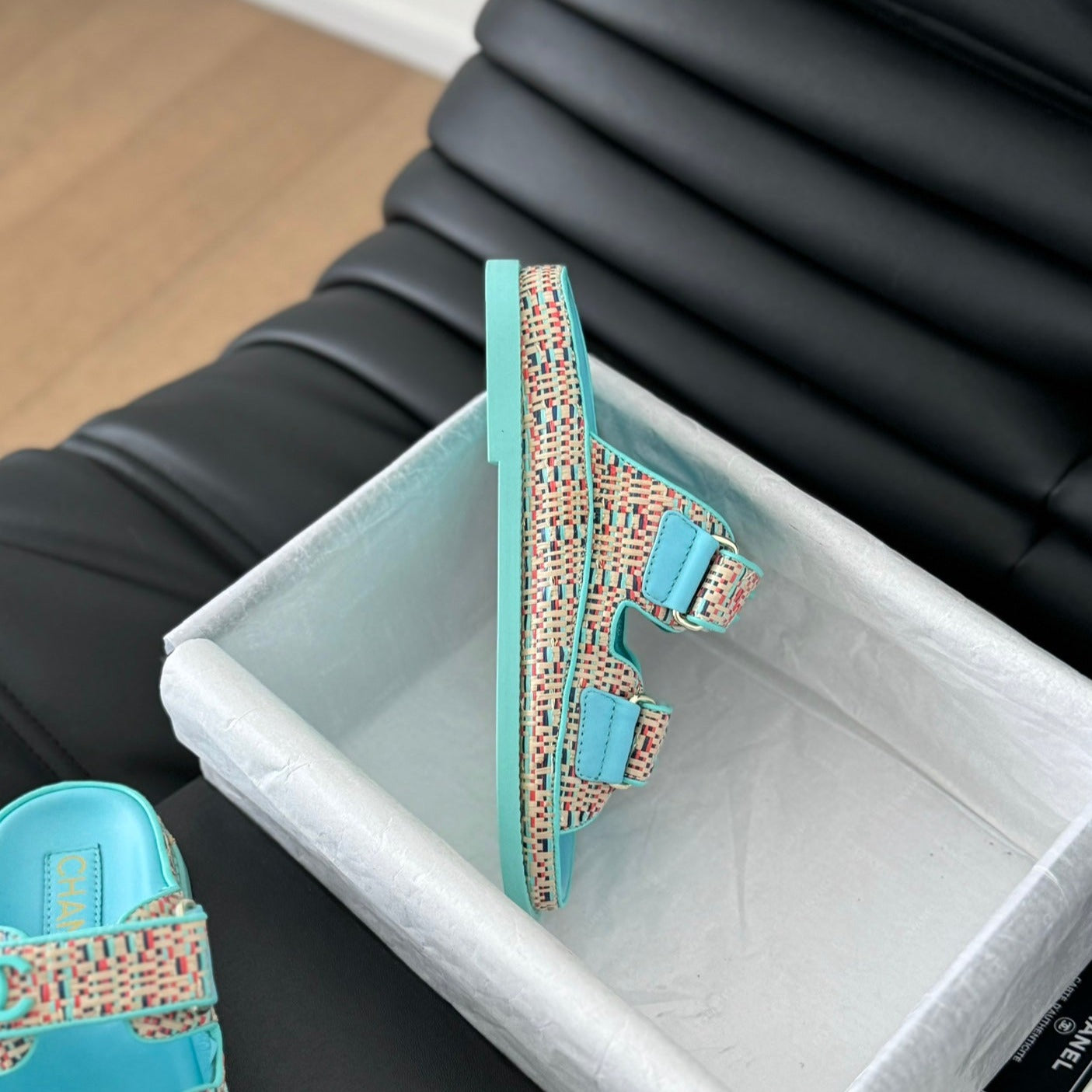 Mule Sandals Sheepskin  Azure Blue - 35