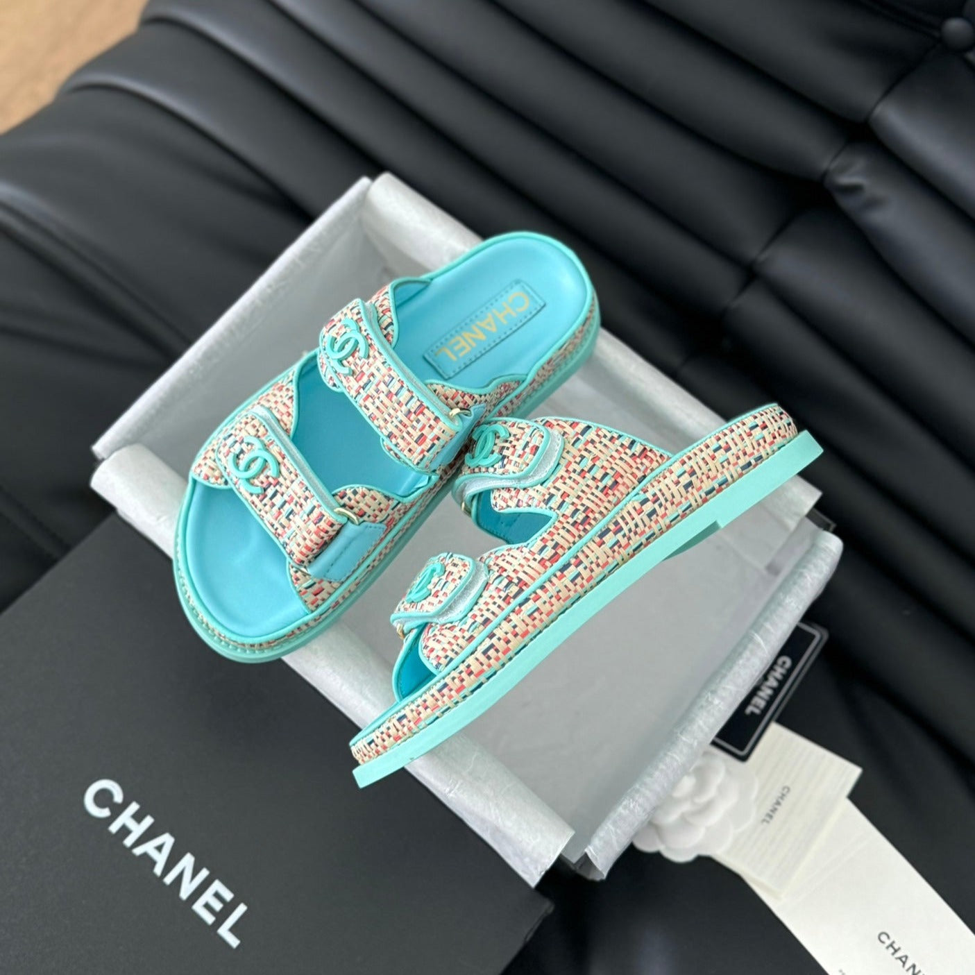 Mule Sandals Sheepskin  Azure Blue - 35