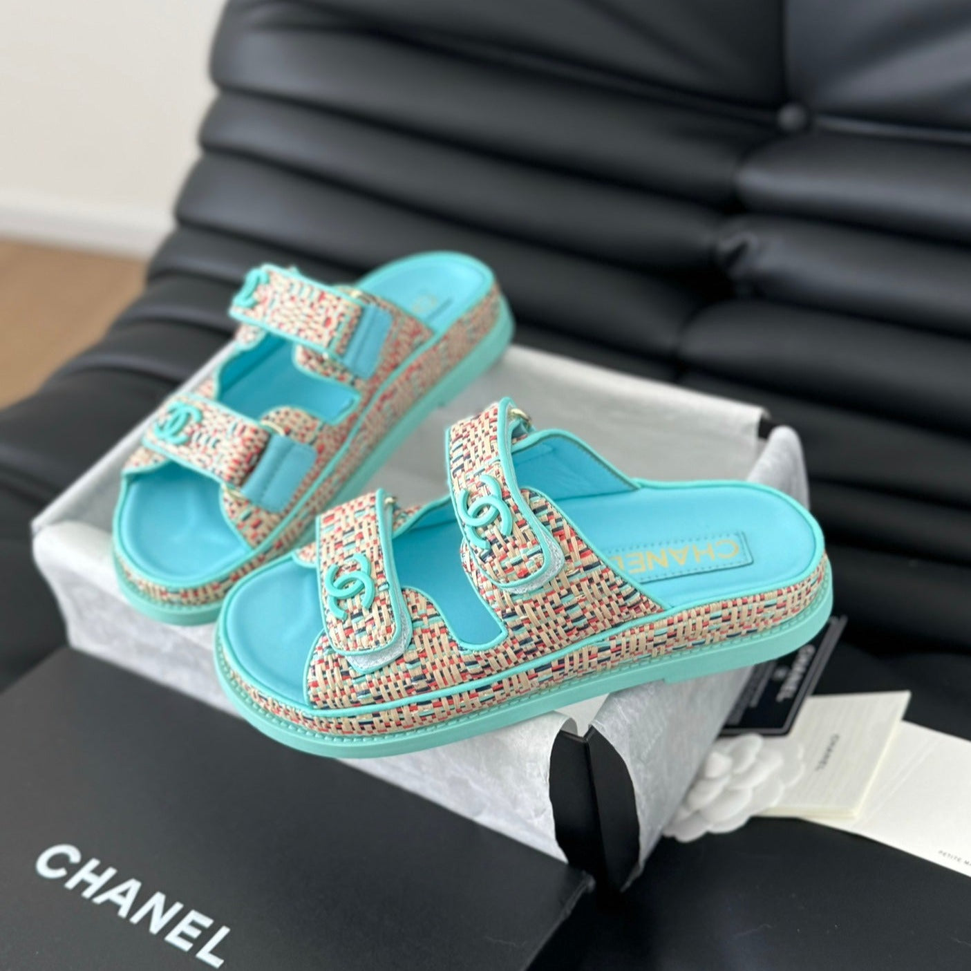 Mule Sandals Sheepskin  Azure Blue - 35