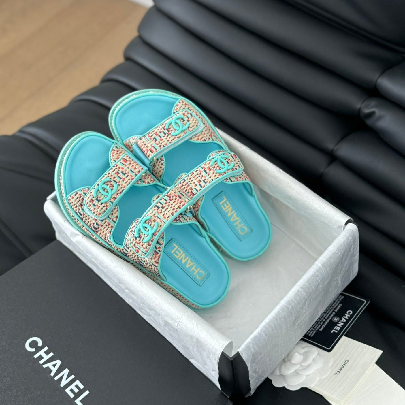 Mule Sandals Sheepskin  Azure Blue - 35