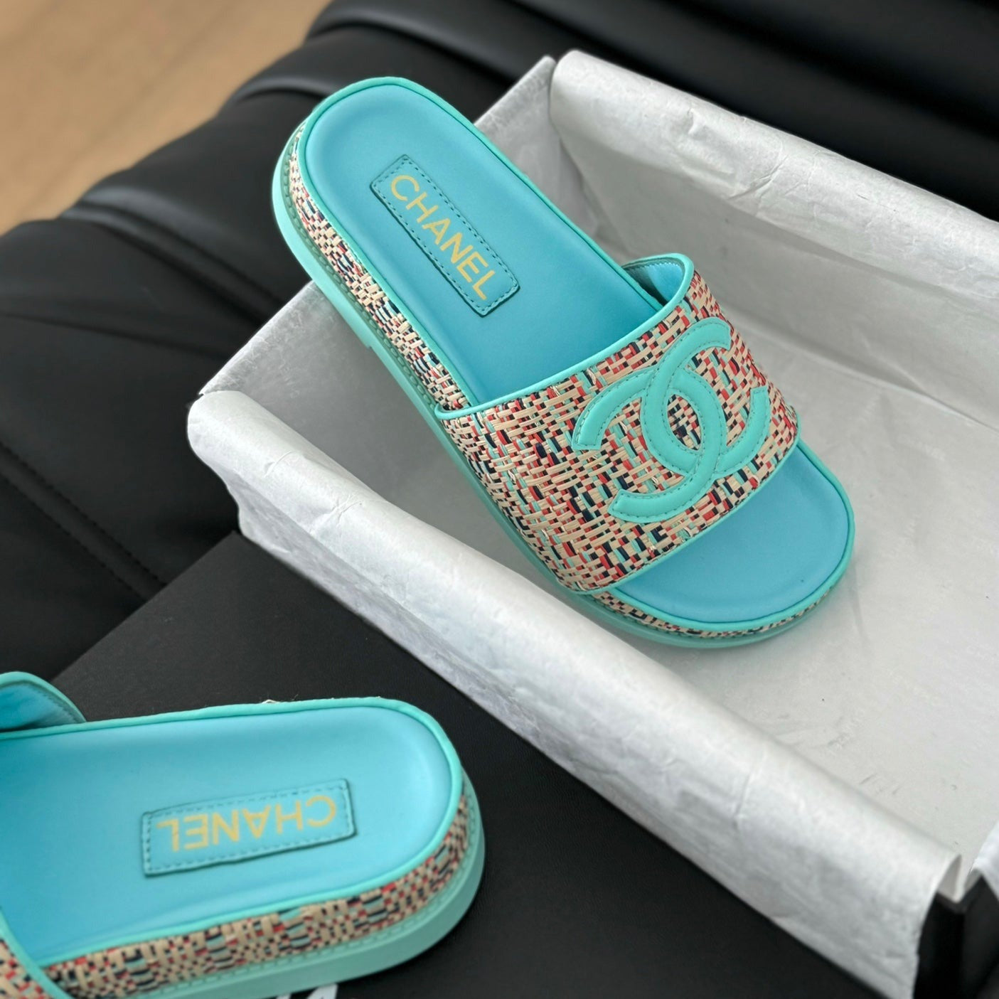 Slippers Sheepskin Azure Blue - 35