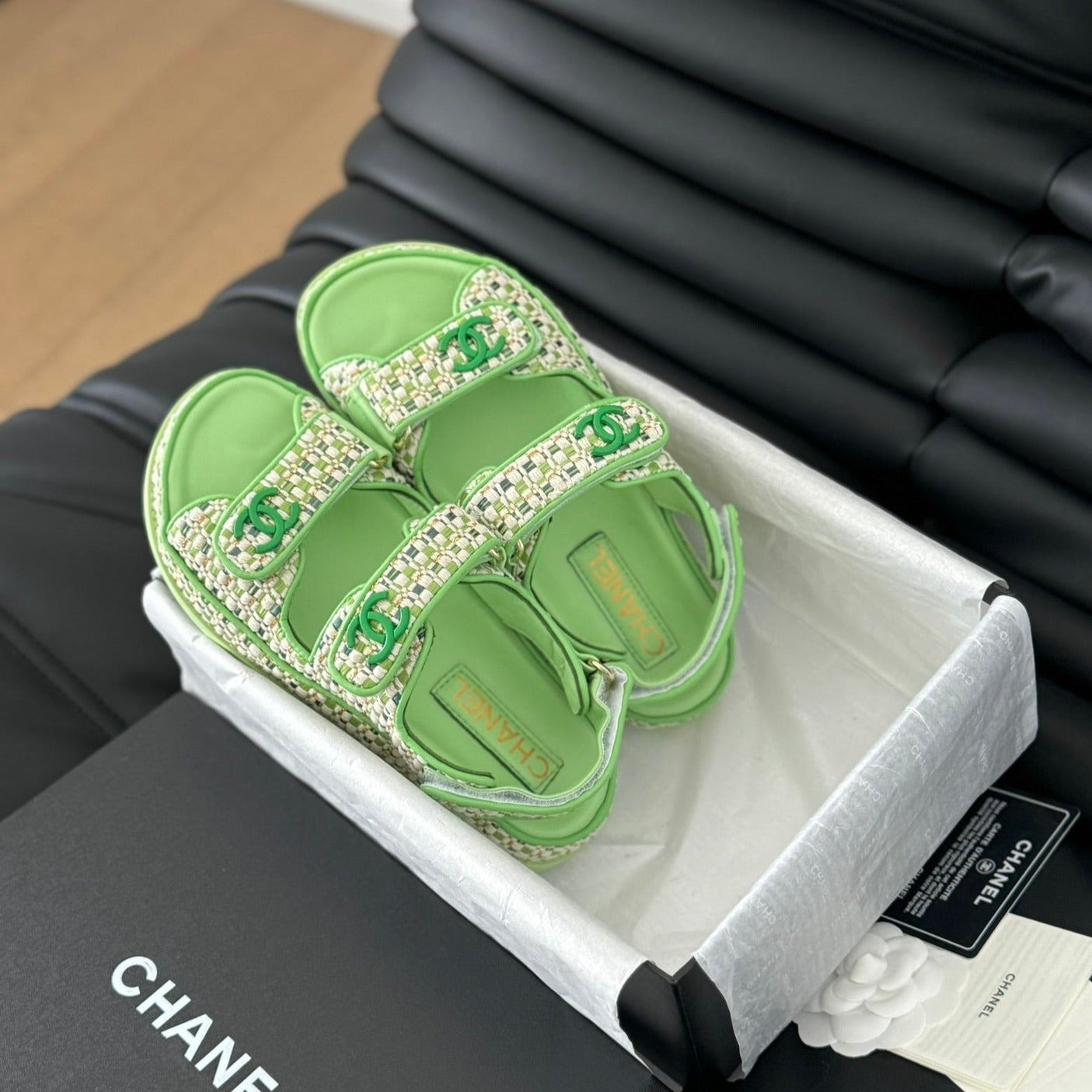 Dad Sandals Sheepskin Light Green - 35