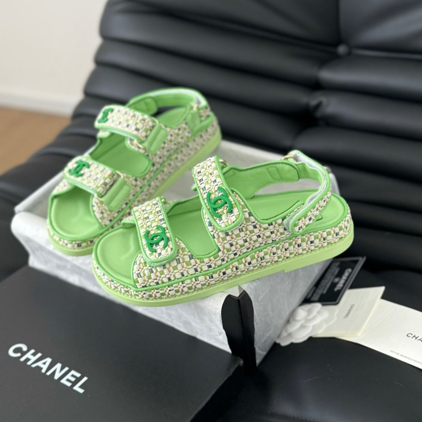 Dad Sandals Sheepskin Light Green - 35