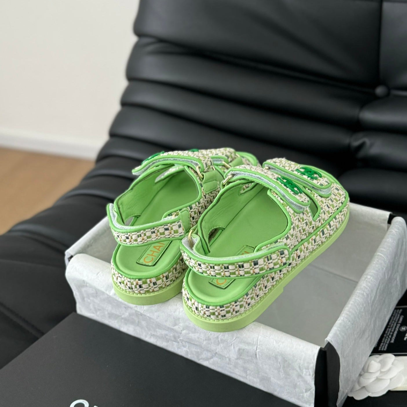 Dad Sandals Sheepskin Light Green - 35