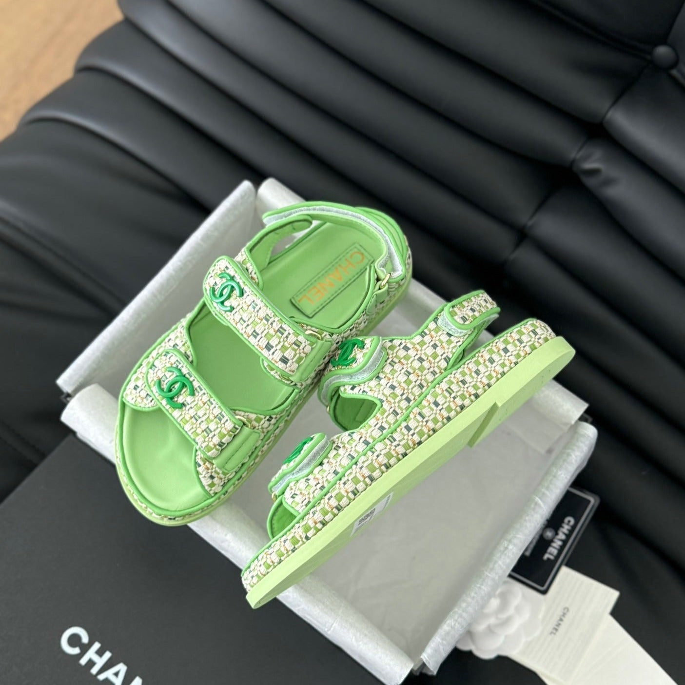 Dad Sandals Sheepskin Light Green - 35