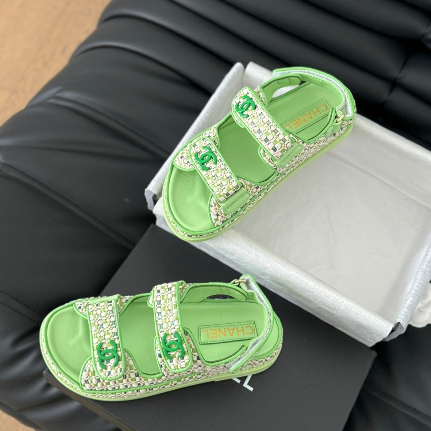 Dad Sandals Sheepskin Light Green - 35