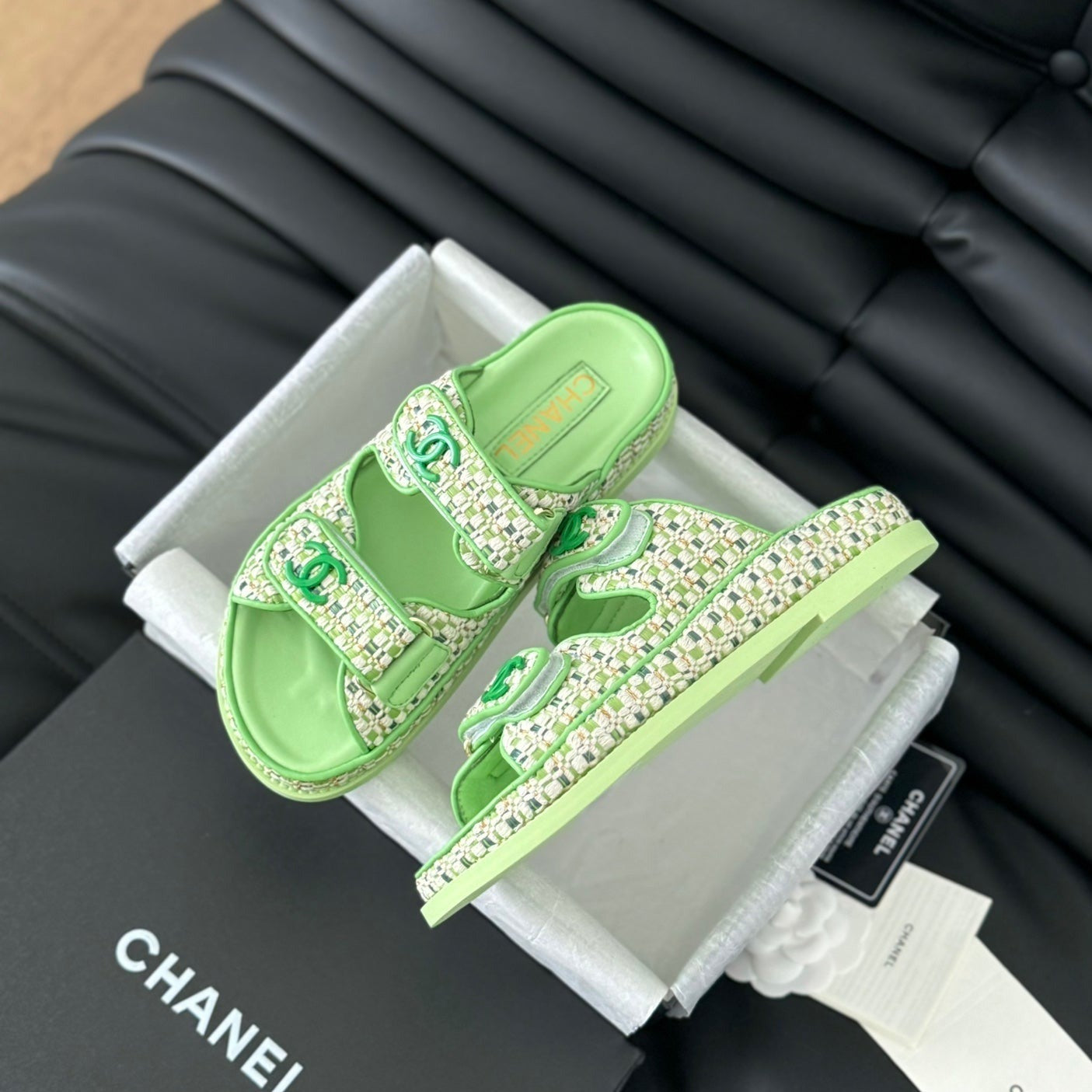 Mule Sandals Sheepskin  Light Green - 35