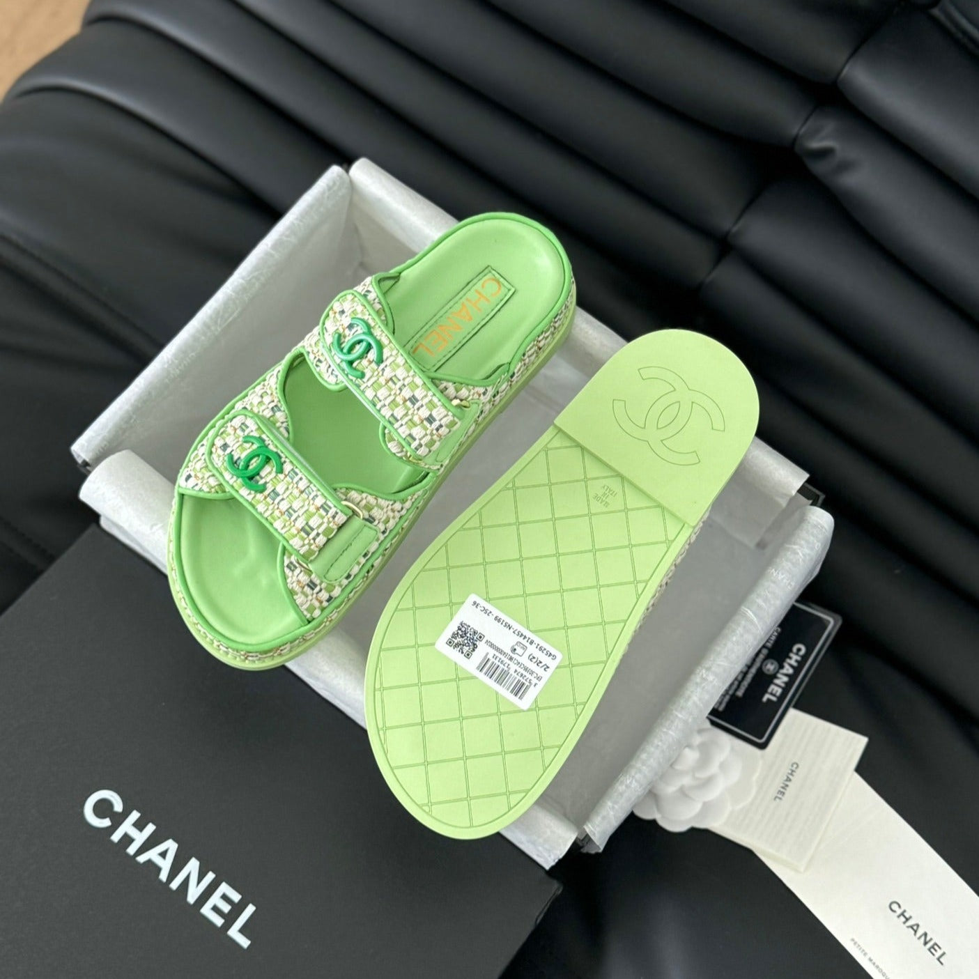 Mule Sandals Sheepskin  Light Green - 35