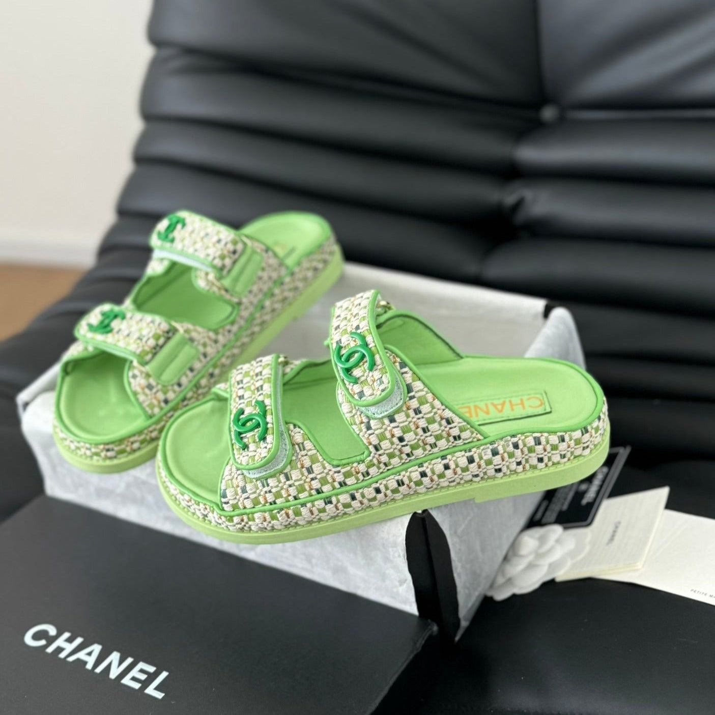 Mule Sandals Sheepskin  Light Green - 35