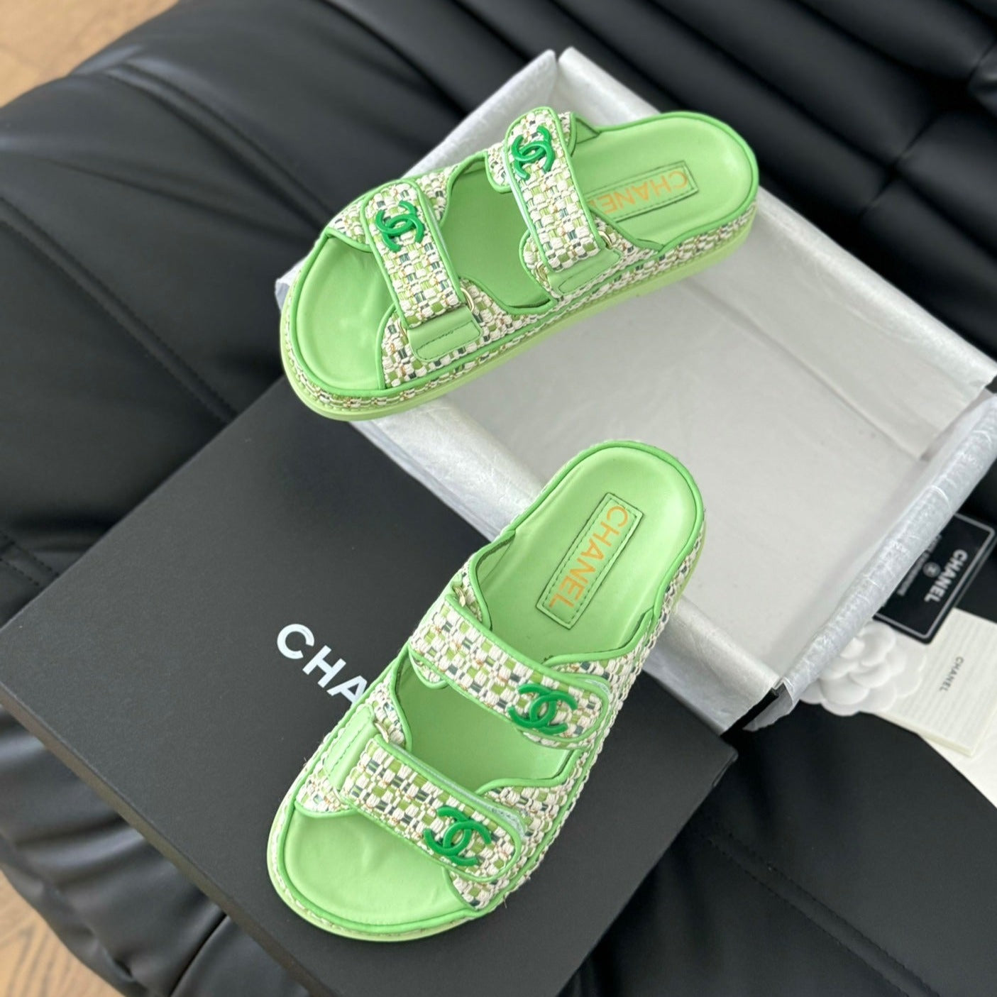 Mule Sandals Sheepskin  Light Green - 35