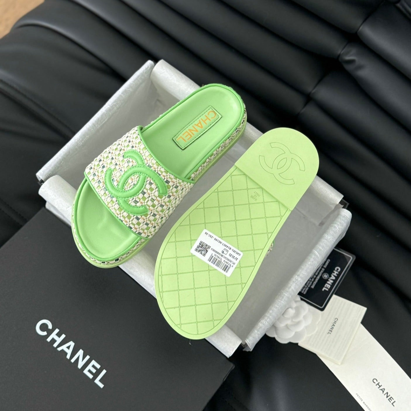 Slippers  Sheepskin Light Green - 35