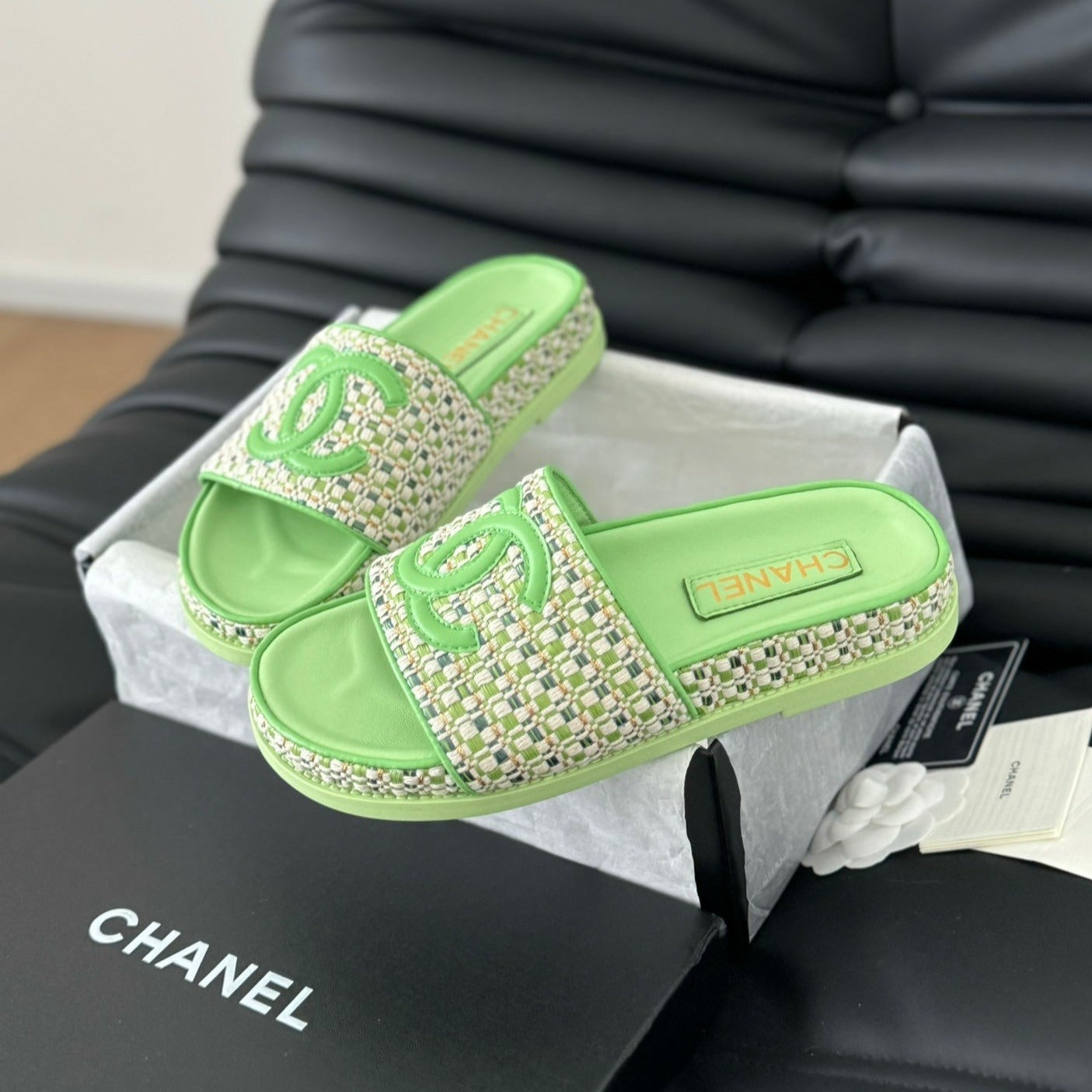 Slippers  Sheepskin Light Green - 35