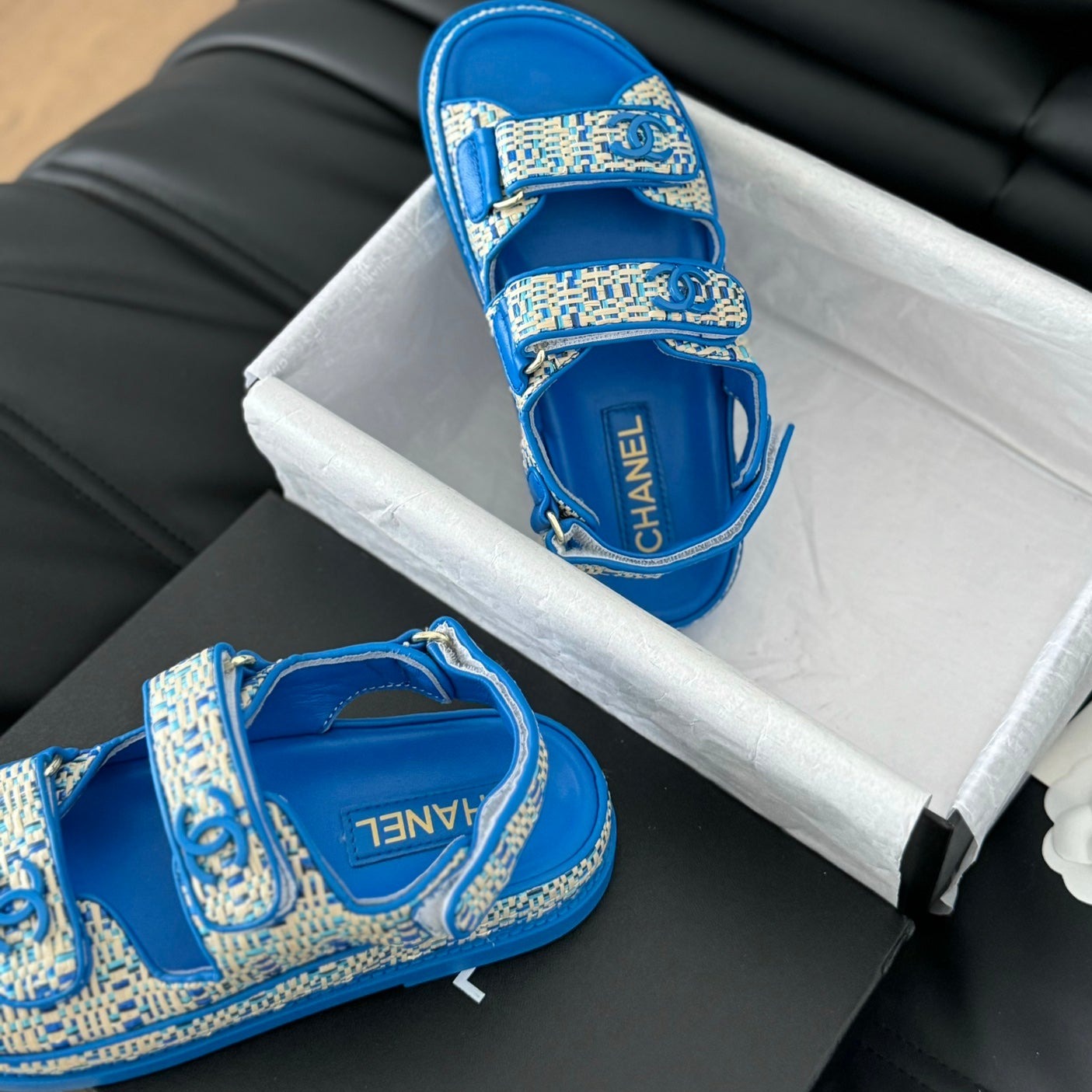 Dad Sandals Sheepskin  Cobalt Blue - 35