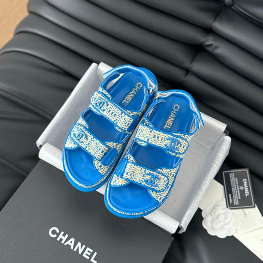 Dad Sandals Sheepskin  Cobalt Blue - 35