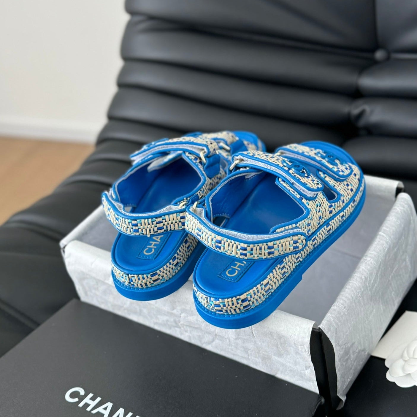 Dad Sandals Sheepskin  Cobalt Blue - 35