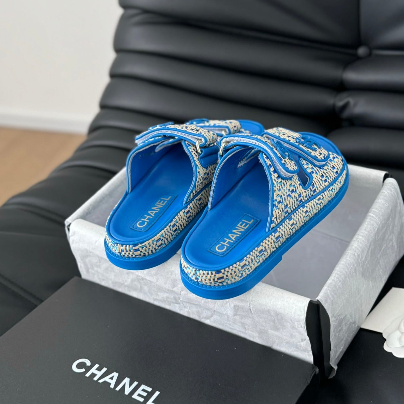 Mule Sandanls Sheepskin Cobalt Blue - 35