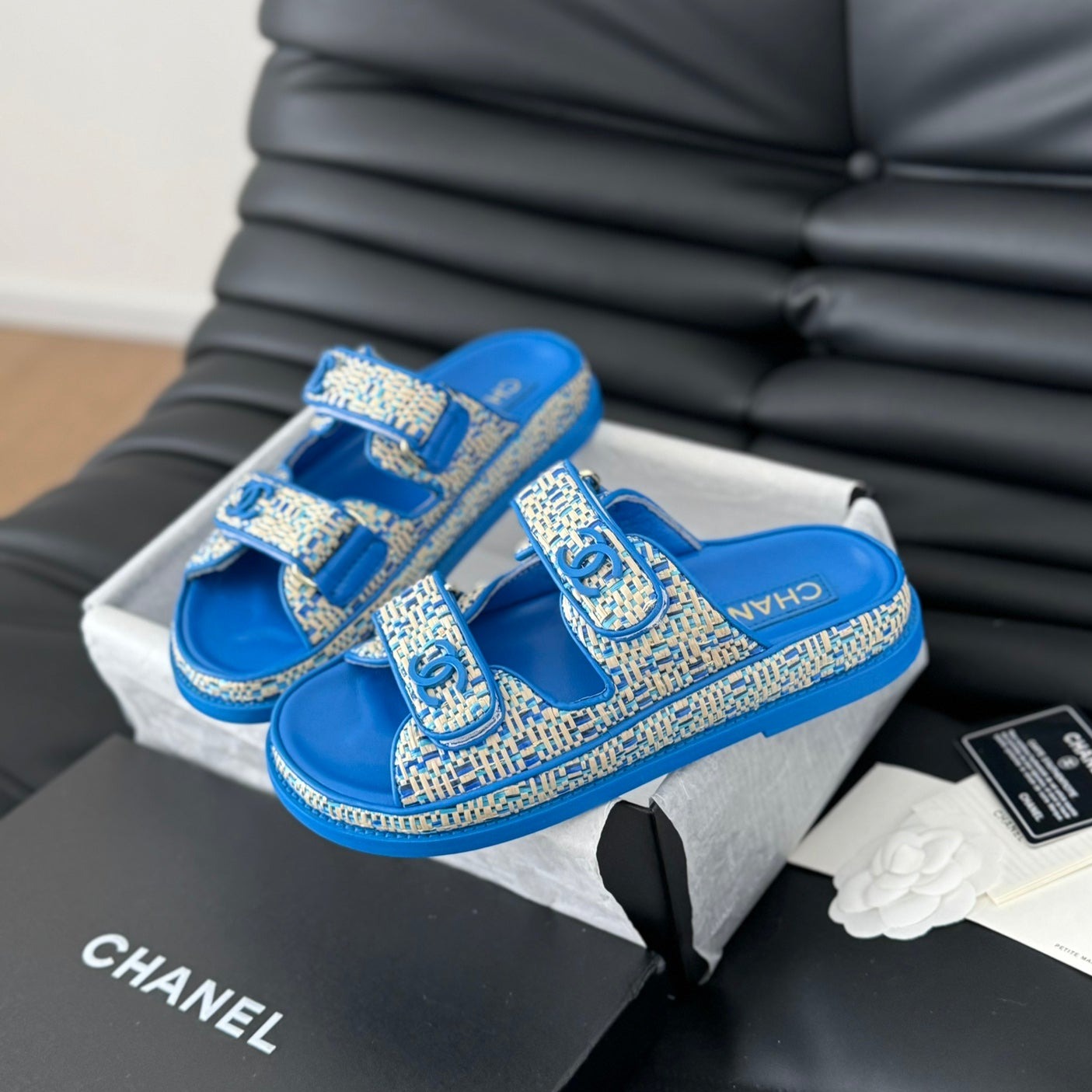 Mule Sandanls Sheepskin Cobalt Blue - 35