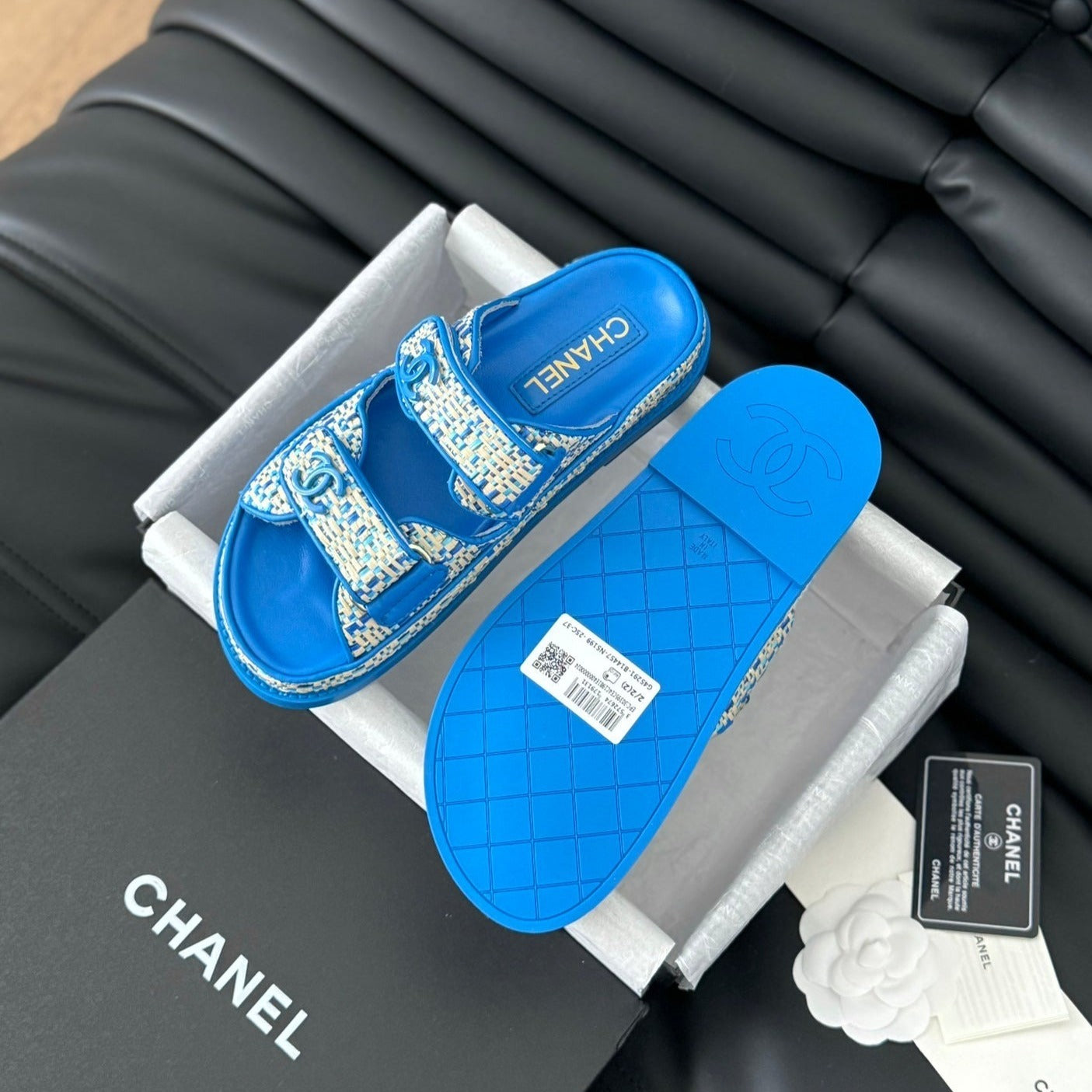 Mule Sandanls Sheepskin Cobalt Blue - 35