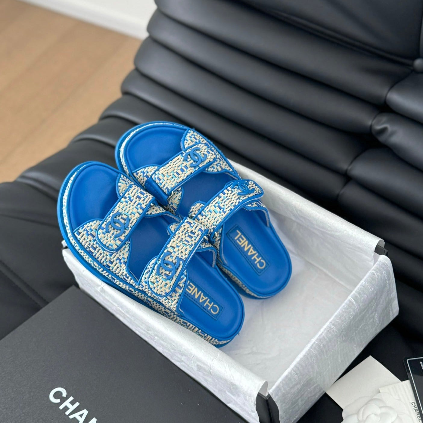 Mule Sandanls Sheepskin Cobalt Blue - 35