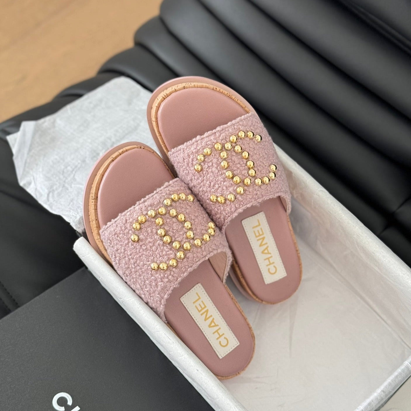 Slippers Platform Lambskin Turkish Rose - 35