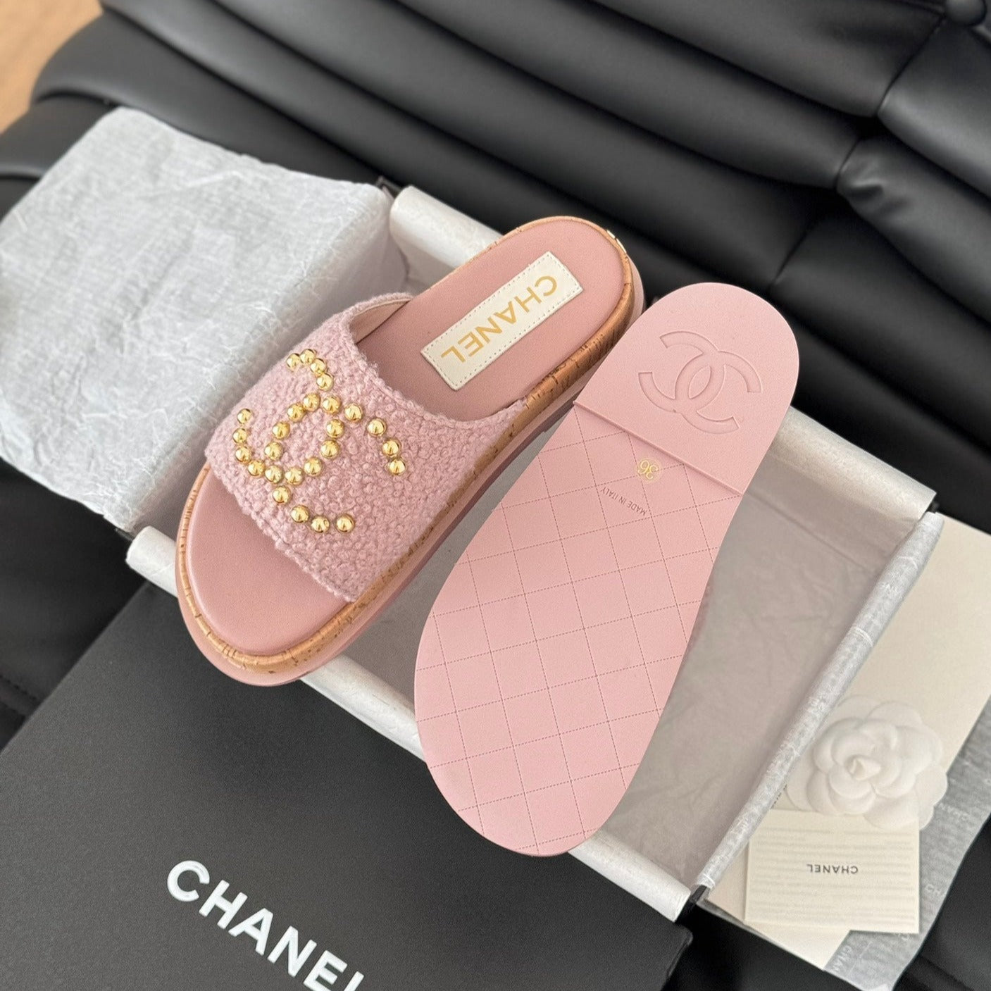 Slippers Platform Lambskin Turkish Rose - 35