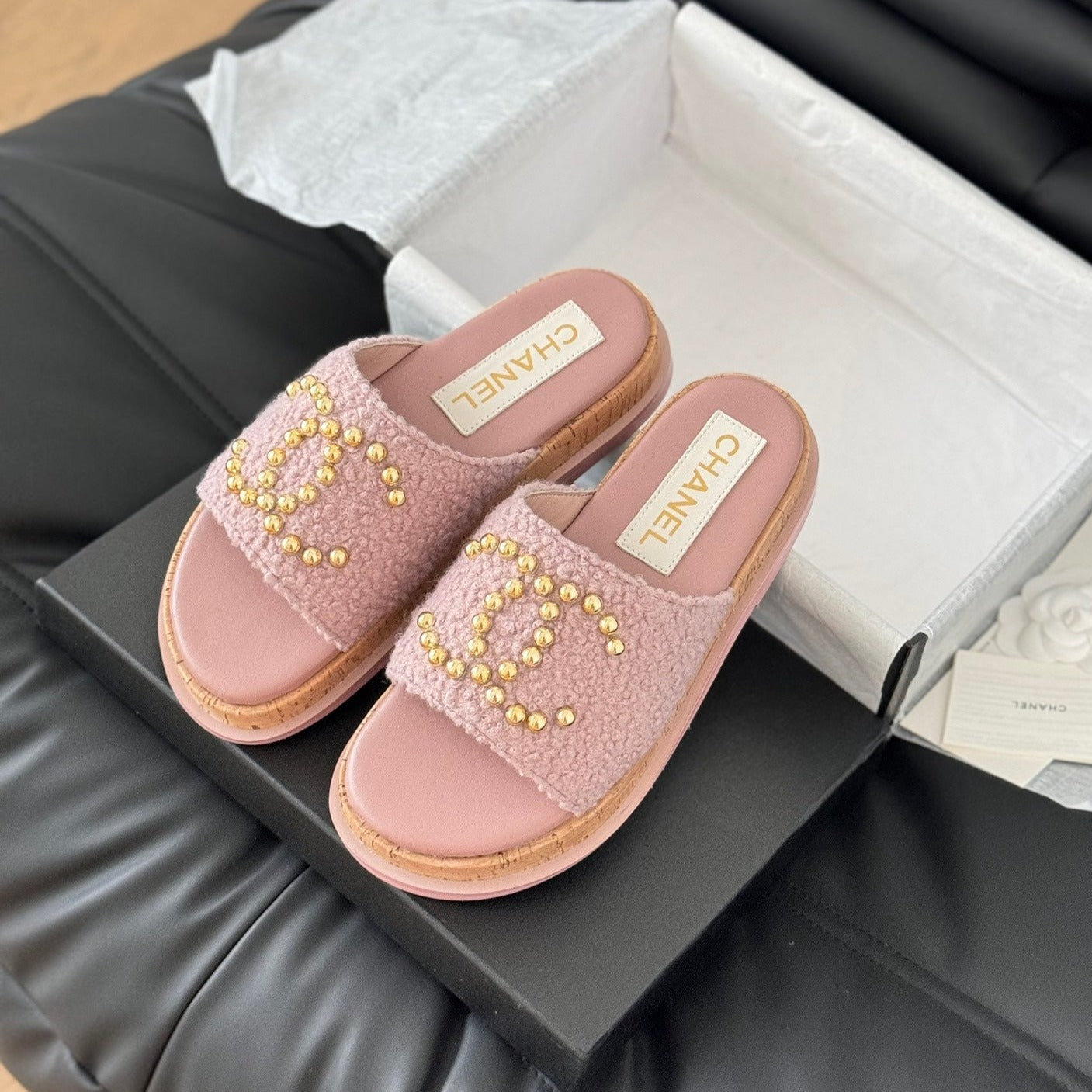 Slippers Platform Lambskin Turkish Rose - 35