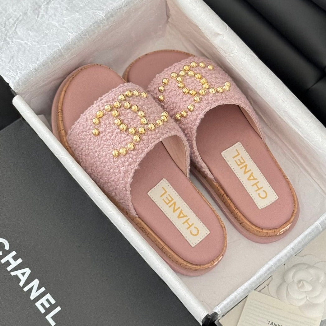 Slippers Platform Lambskin Turkish Rose - 35