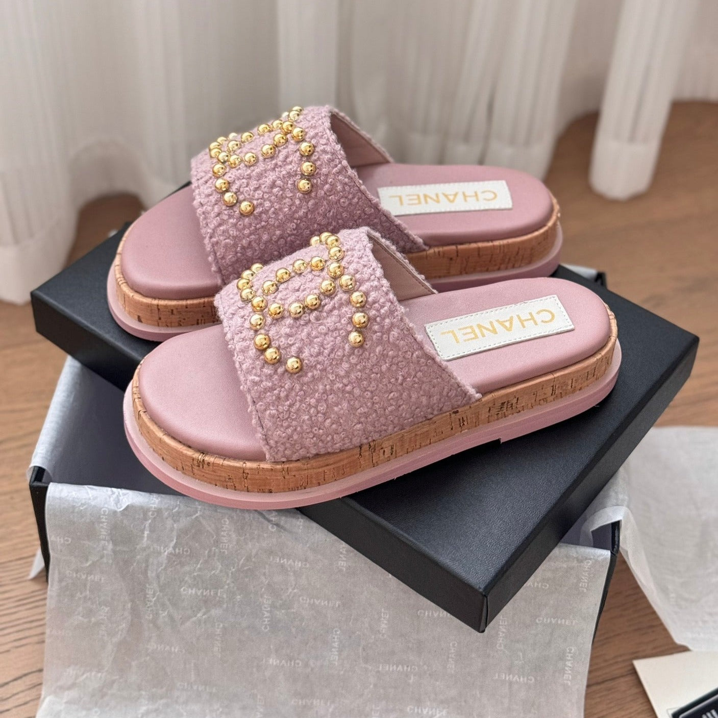 Slippers Platform Lambskin Turkish Rose - 35
