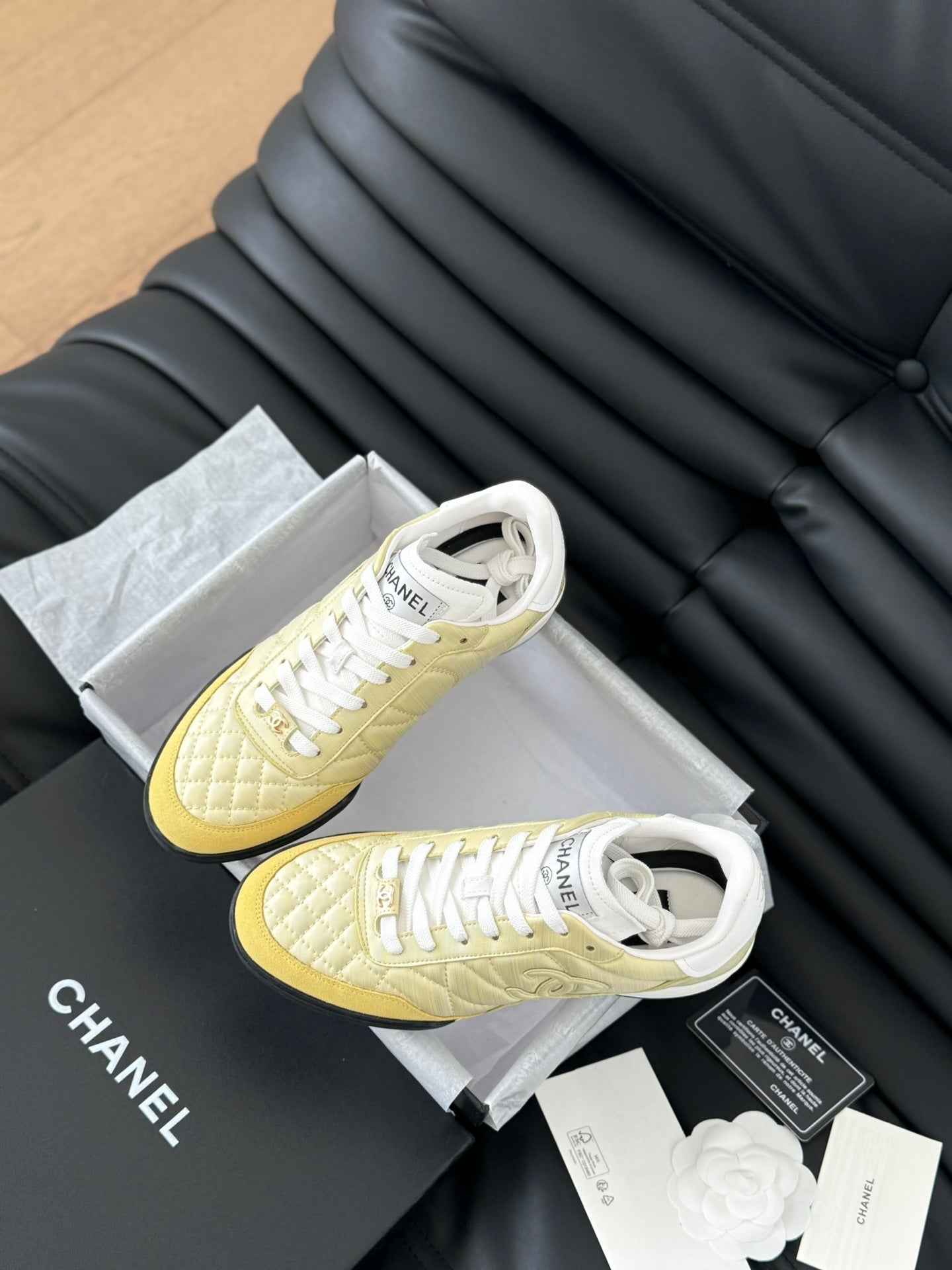 CC SNEAKER IN LIGHT YELLOW MIX WHITE EMBROIDERED LAMBSKIN - 35