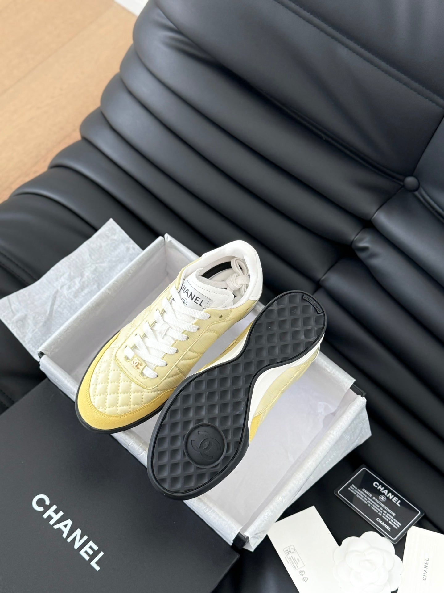 CC SNEAKER IN LIGHT YELLOW MIX WHITE EMBROIDERED LAMBSKIN - 35