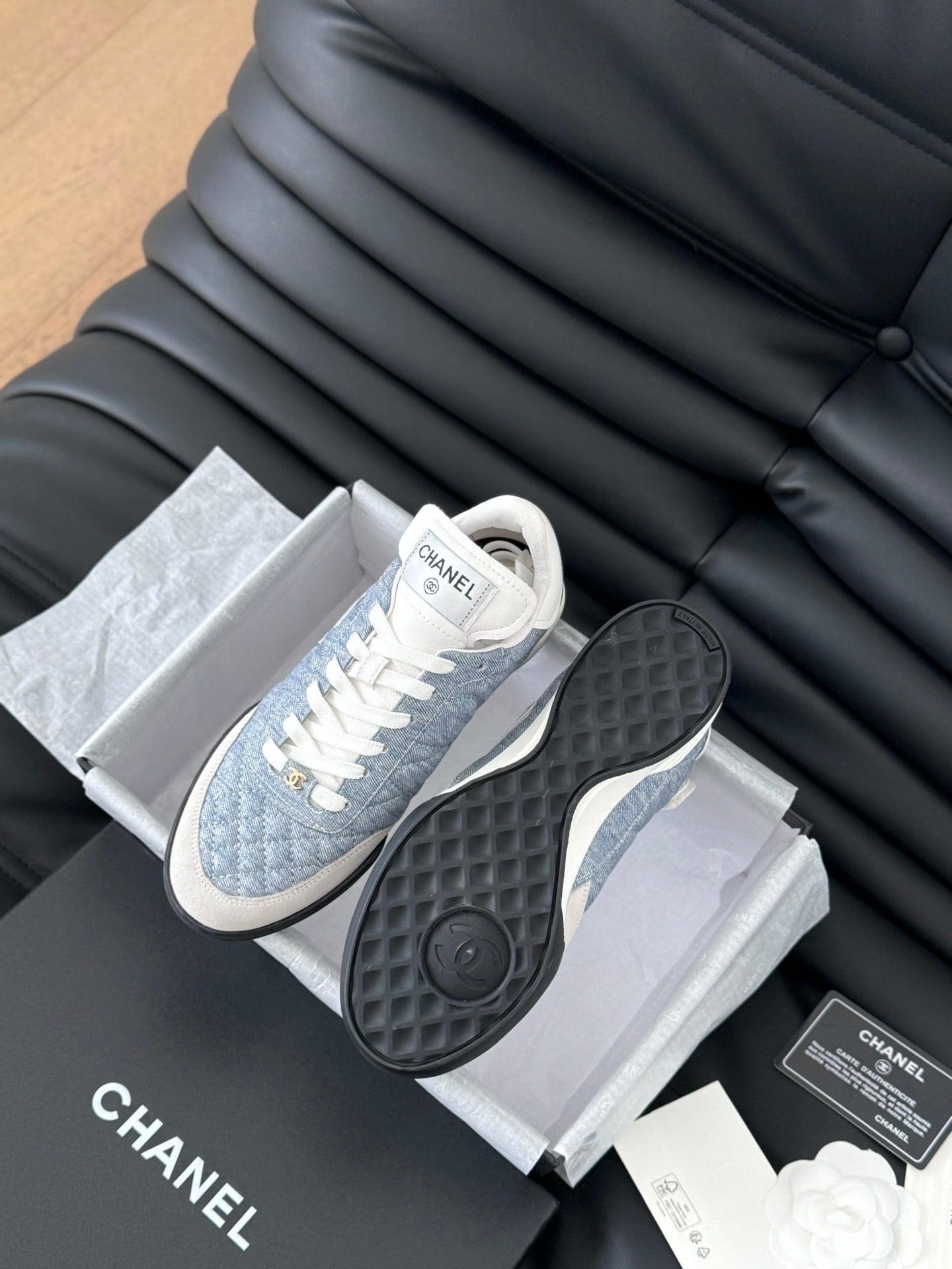 CC SNEAKER IN LIGHT BLUE MIX WHITE EMBROIDERED LAMBSKIN - 35
