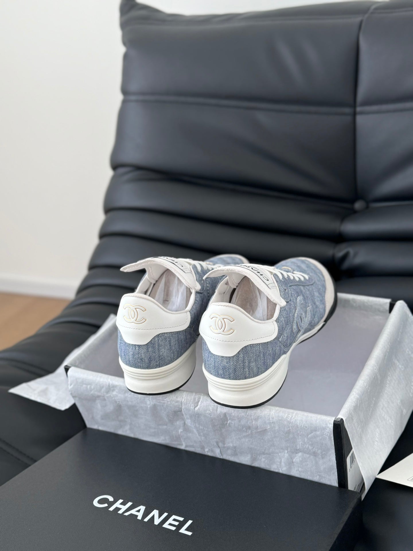 CC SNEAKER IN LIGHT BLUE MIX WHITE EMBROIDERED LAMBSKIN - 35