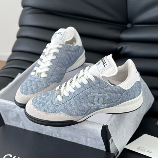 CC SNEAKER IN LIGHT BLUE MIX WHITE EMBROIDERED LAMBSKIN - 35