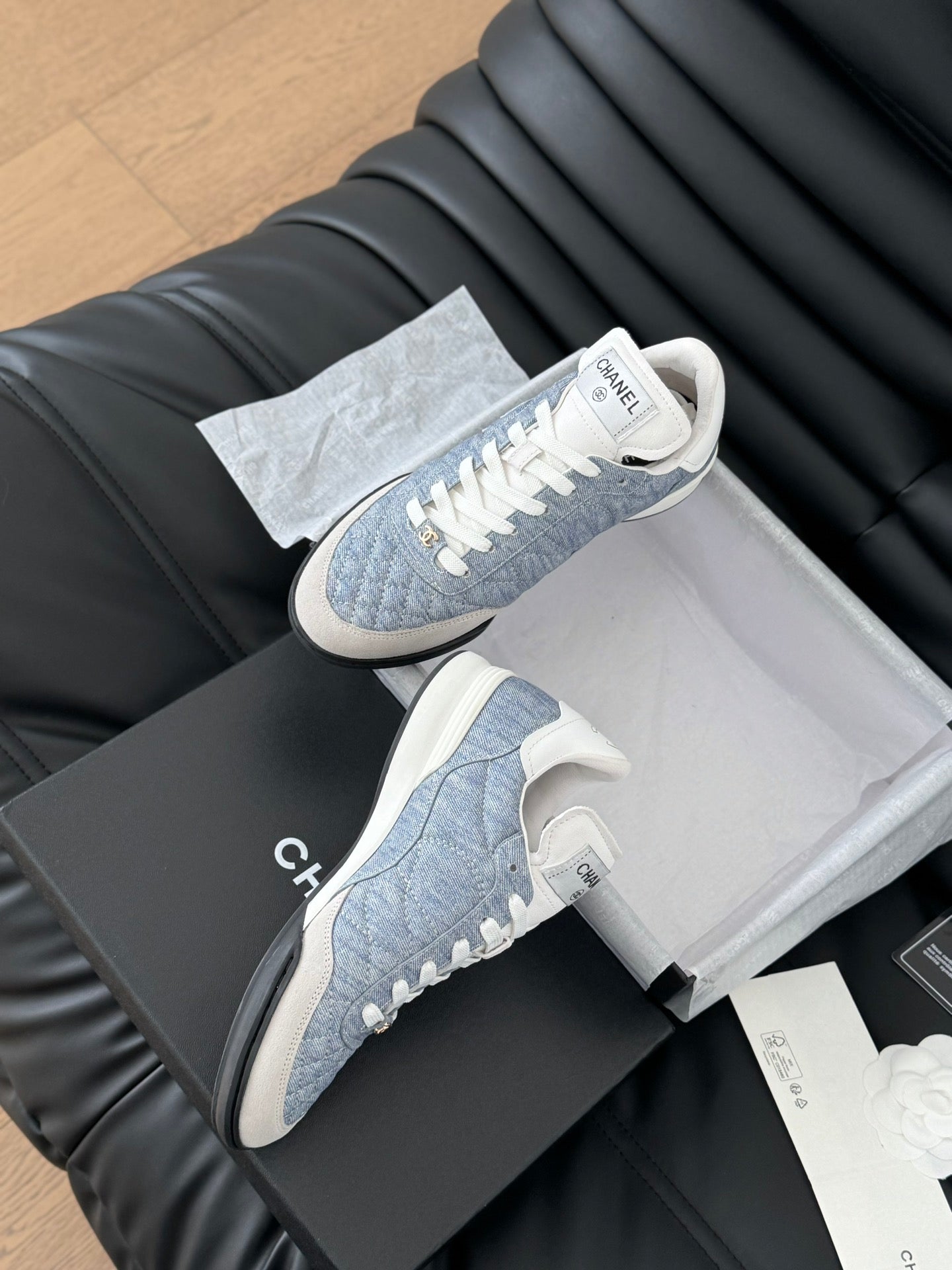 CC SNEAKER IN LIGHT BLUE MIX WHITE EMBROIDERED LAMBSKIN - 35