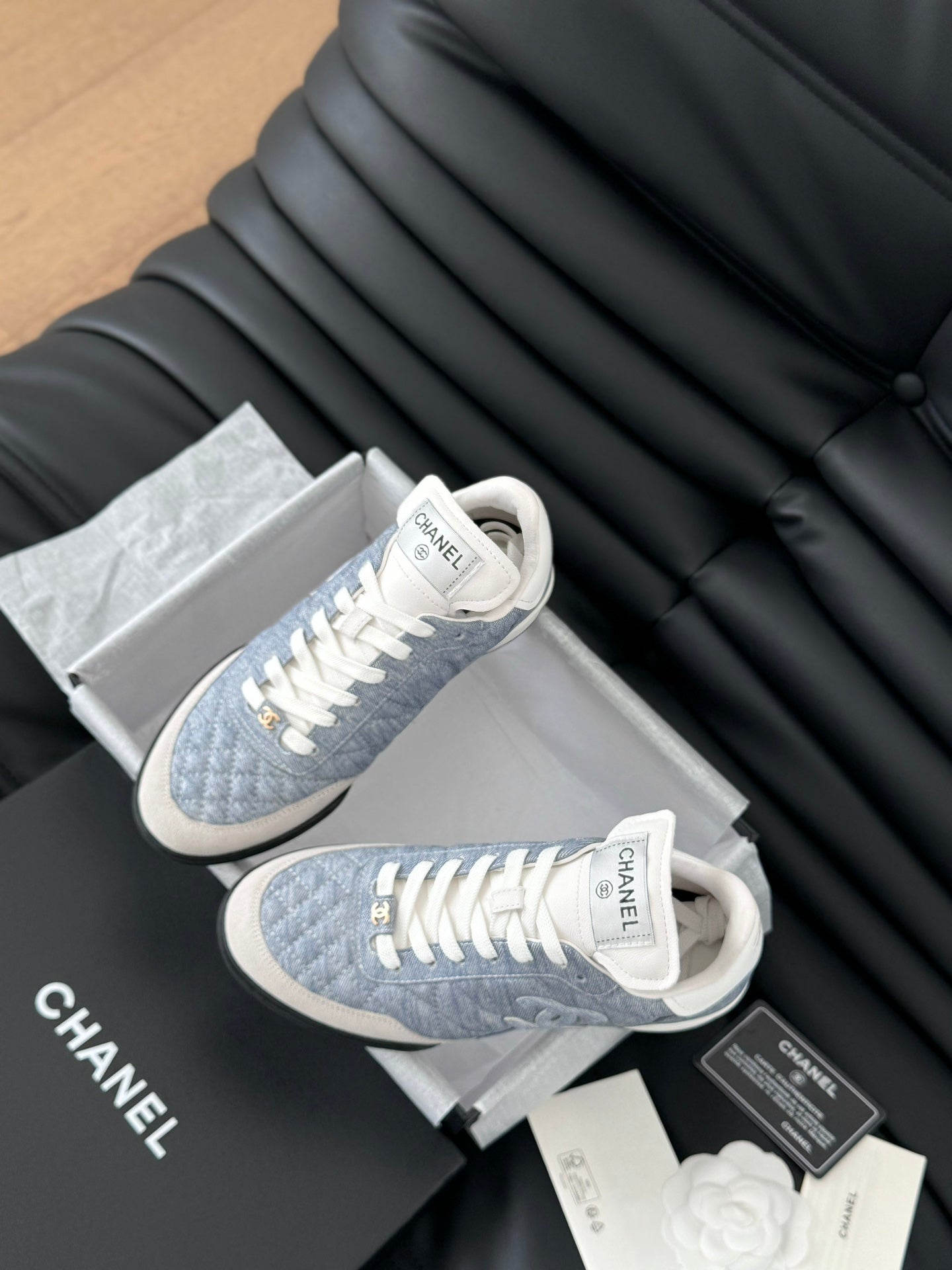 CC SNEAKER IN LIGHT BLUE MIX WHITE EMBROIDERED LAMBSKIN - 35