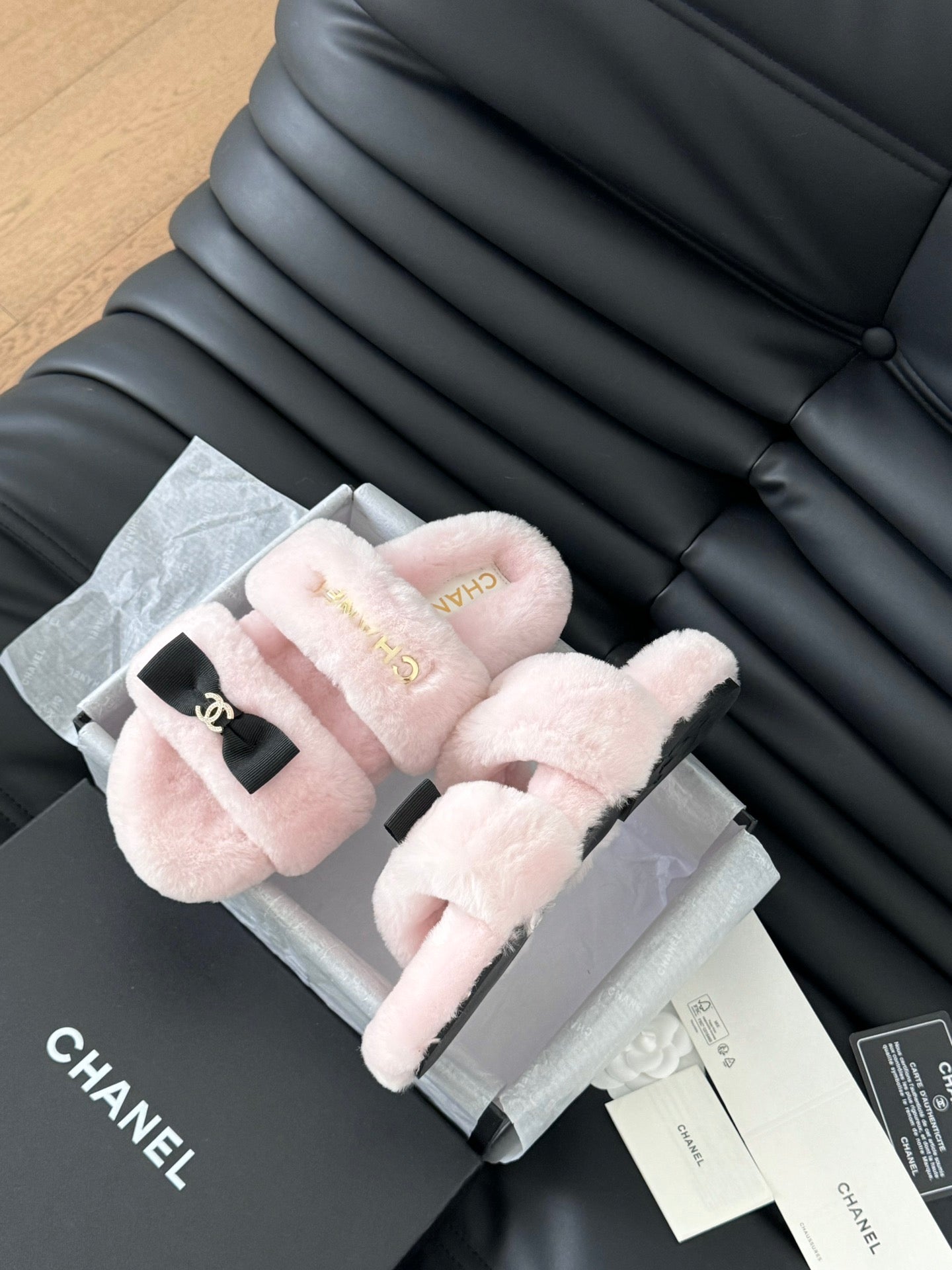CC DAD SANDAL MULE IN PASTEL PINK FLEECE WITH GOLD HARDWARE - 35
