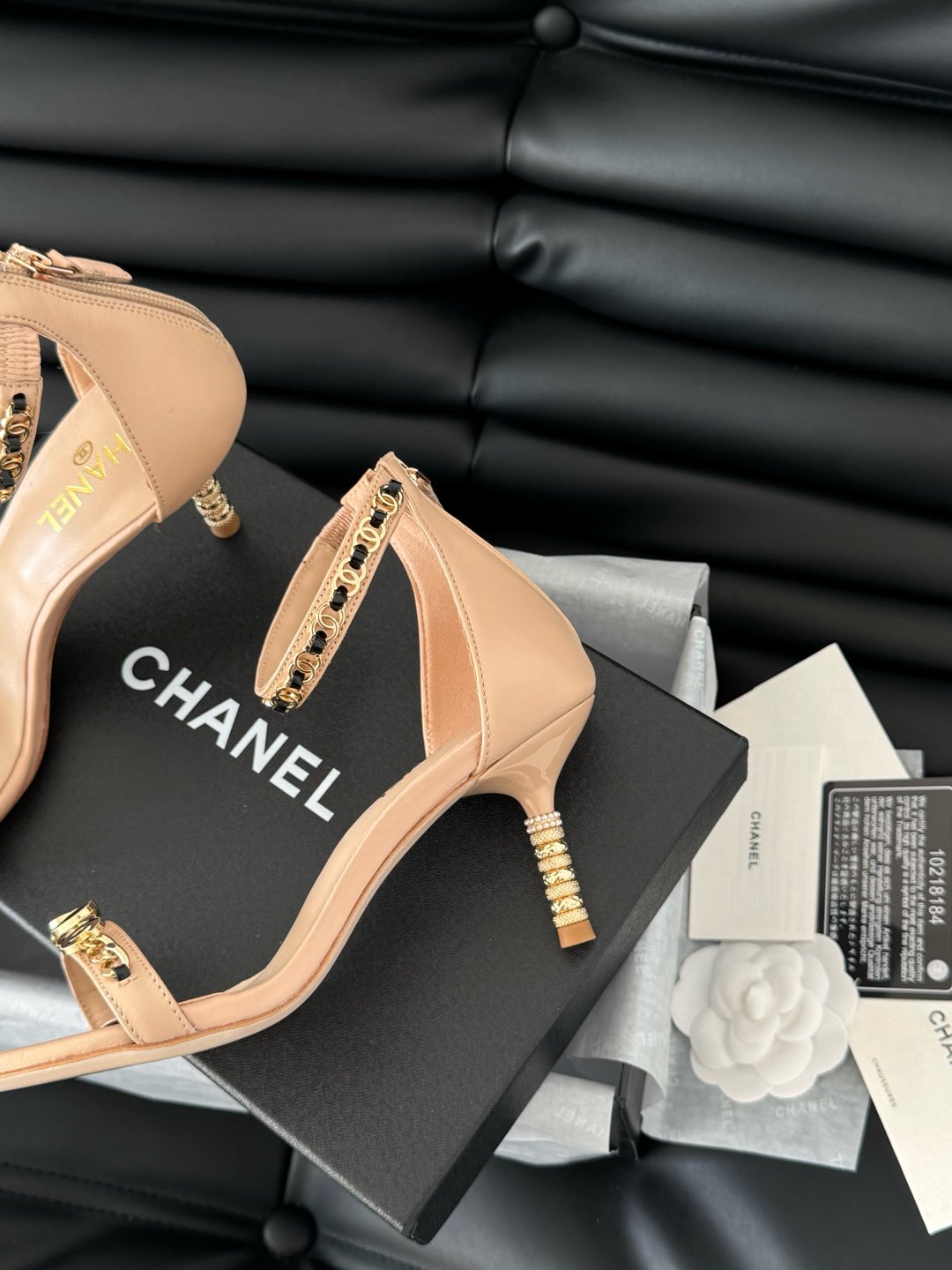HIGH HEEL 7.5 MM SANDAL IN TAN BEIGE SHEEPSKIN WITH STICKERS - 35