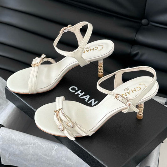 HIGH HEEL 75 MM SANDAL IN WHITE SHEEPSKIN - 35