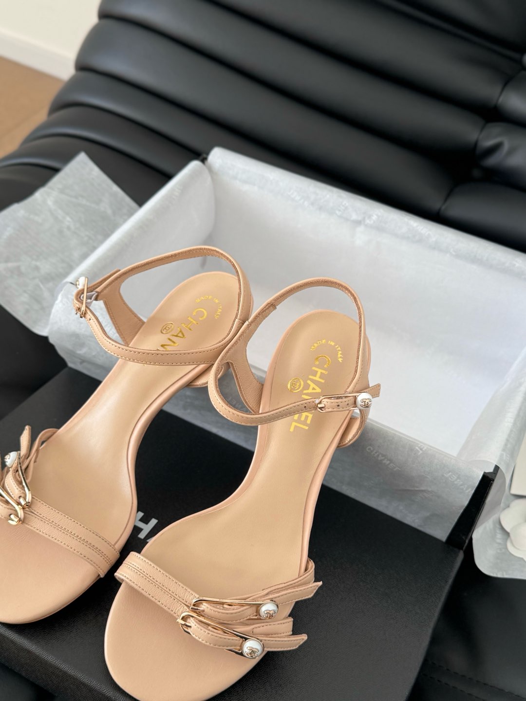 MID-HEEL 35 MM SANDAL IN NUDE TAN SHEEPSKIN - 35
