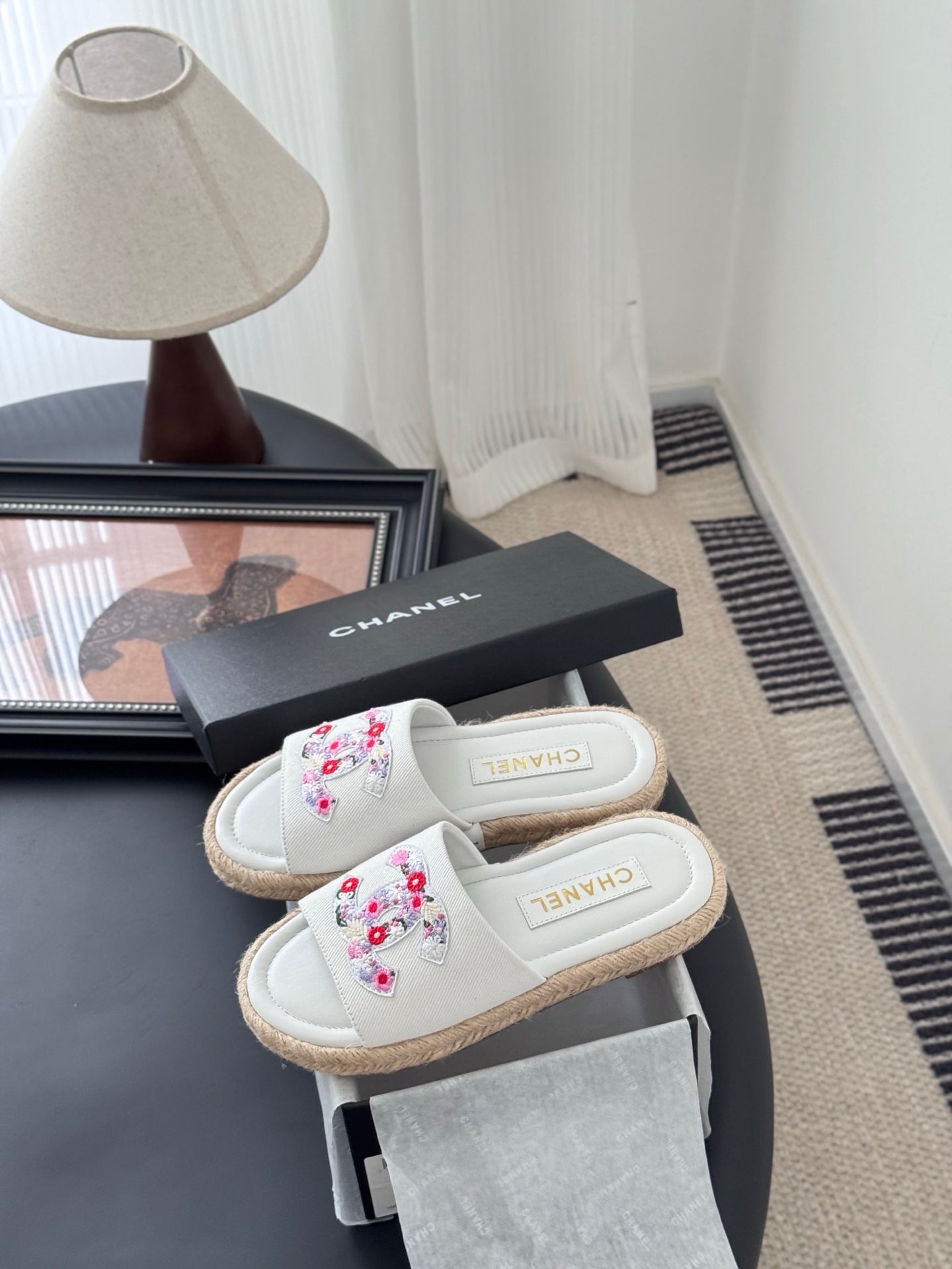 SLIPPERS IN WHITE SHEEPSKIN MIX FABRIC AND STRAPS BASE - 35