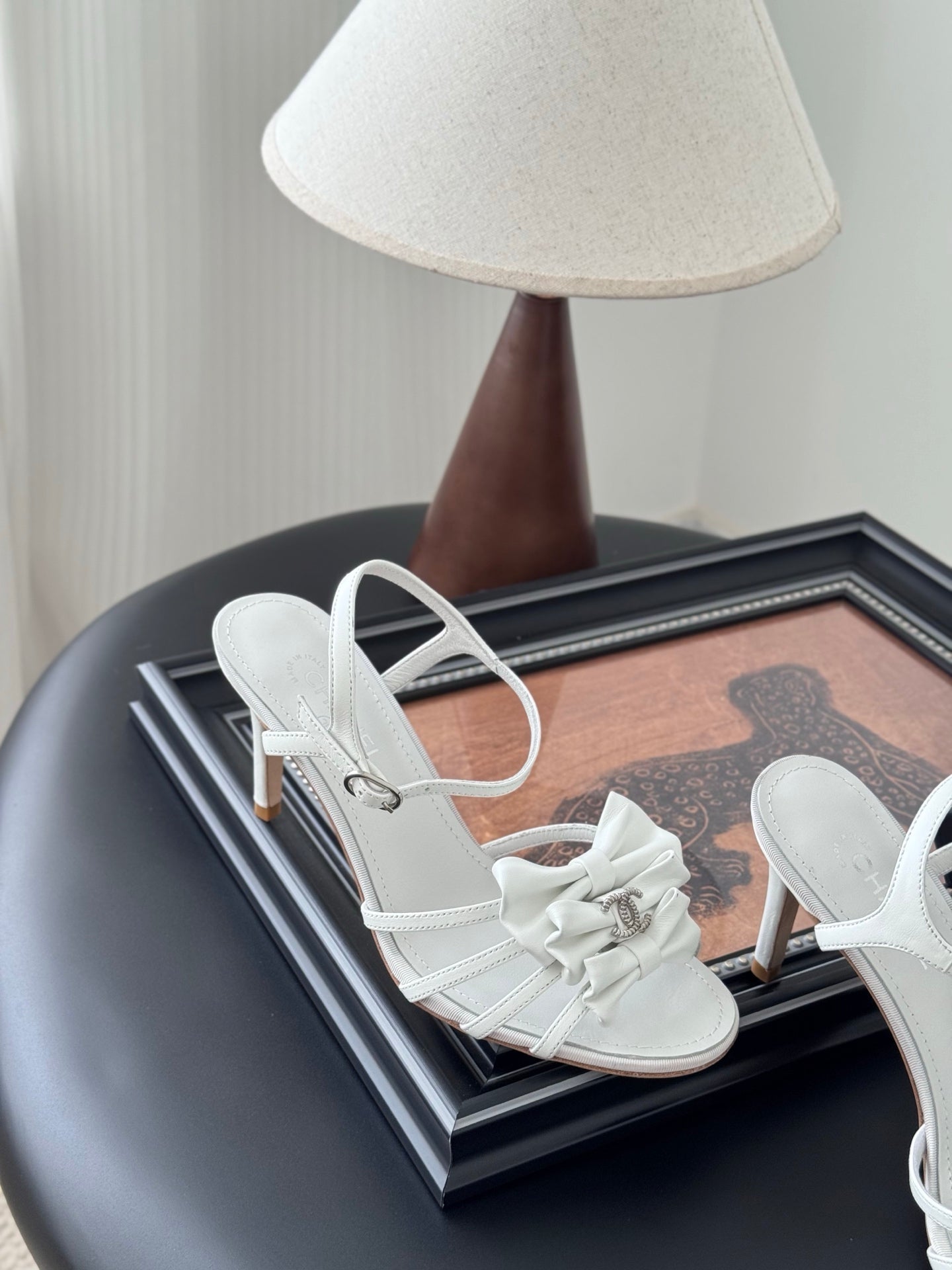 HIGH HEELS SANDALS IN WHITE SHEEPSKIN - 35